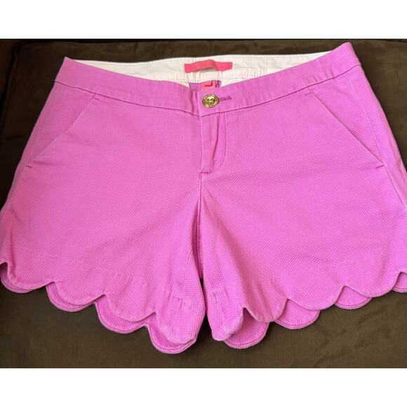 Lilly Pulitzer Pink Scalloped Buttercup Shorts Waist Textured Size 0 - Picture 1 of 8